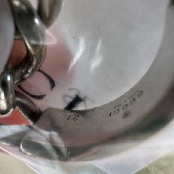 New Gucci Logo Chain Ring Silver Black Enamel Sz 21 IT 9.5 US - Picture 11 of 11